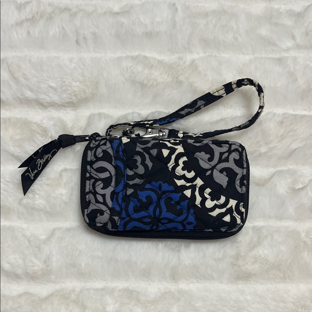 Vera Bradley Black and Blue Floral Wristlet